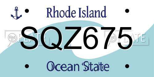 SQZ675 Rhode Island License Plate