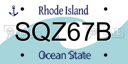 SQZ67B Rhode Island License Plate