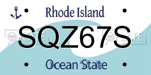 SQZ67S Rhode Island License Plate