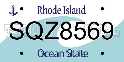 SQZ8569 Rhode Island License Plate
