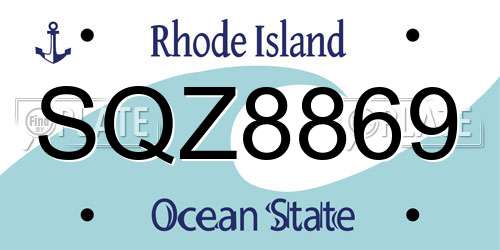 SQZ8869 Rhode Island License Plate