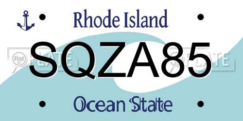 SQZA85 Rhode Island License Plate