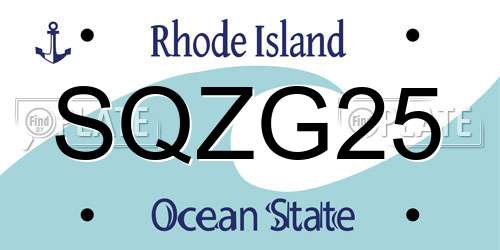 SQZG25 Rhode Island License Plate