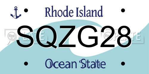 SQZG28 Rhode Island License Plate