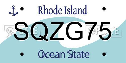 SQZG75 Rhode Island License Plate