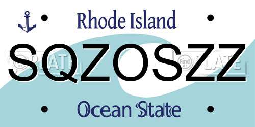 SQZOSZZ Rhode Island License Plate