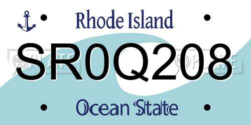 SR0Q208 Rhode Island License Plate