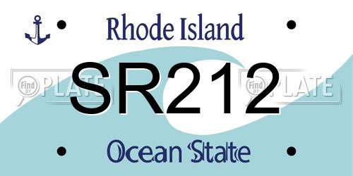 SR212 Rhode Island License Plate