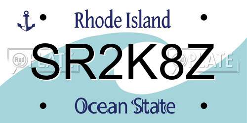 SR2K8Z Rhode Island License Plate