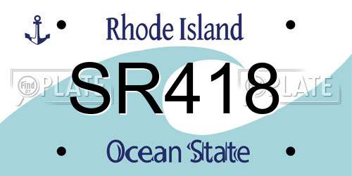 SR418 Rhode Island License Plate