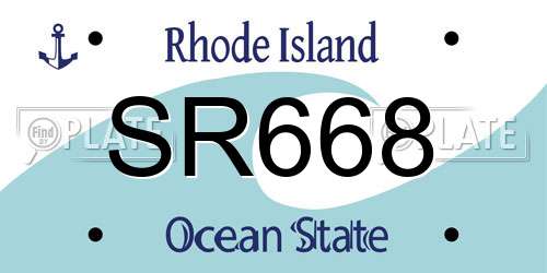 SR668 Rhode Island License Plate