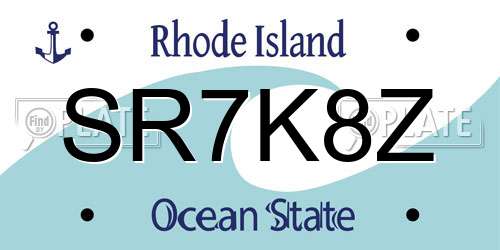 SR7K8Z Rhode Island License Plate