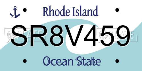SR8V459 Rhode Island License Plate