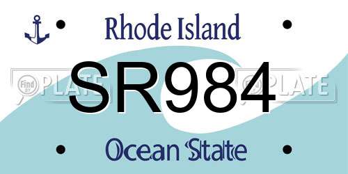 SR984 Rhode Island License Plate