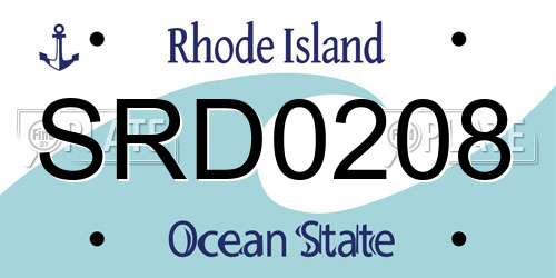 SRD0208 Rhode Island License Plate