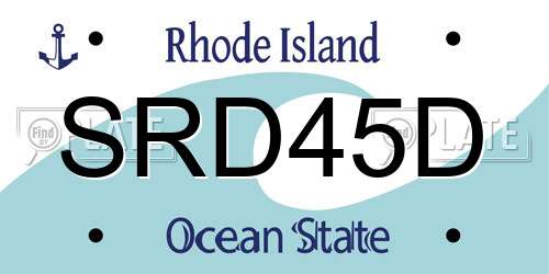 SRD45D Rhode Island License Plate