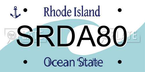 SRDA80 Rhode Island License Plate