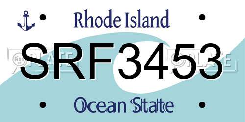 SRF3453 Rhode Island License Plate