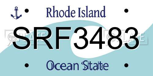 SRF3483 Rhode Island License Plate