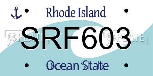 SRF603 Rhode Island License Plate