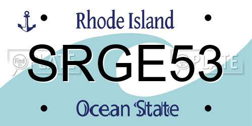 SRGE53 Rhode Island License Plate
