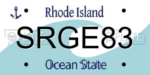 SRGE83 Rhode Island License Plate