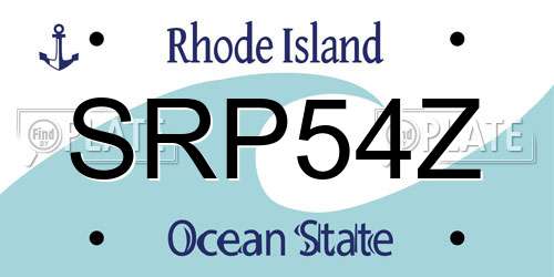 SRP54Z Rhode Island License Plate