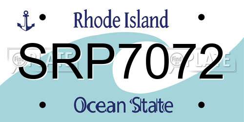 SRP7072 Rhode Island License Plate