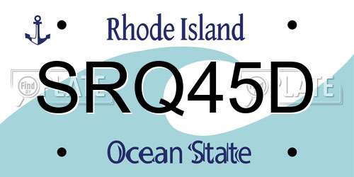 SRQ45D Rhode Island License Plate