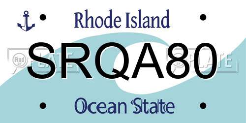 SRQA80 Rhode Island License Plate