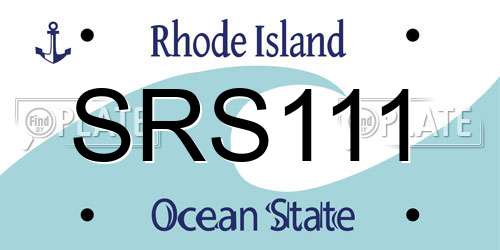 SRS111 Rhode Island License Plate