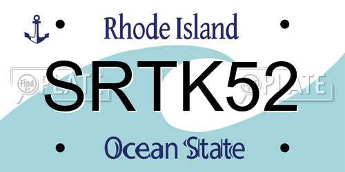 SRTK52 Rhode Island License Plate