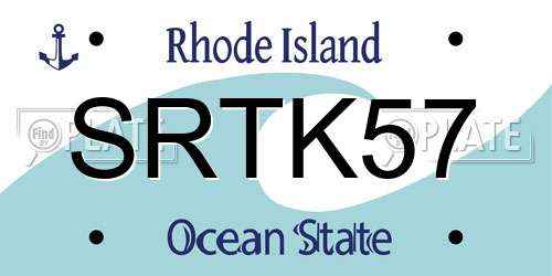 SRTK57 Rhode Island License Plate