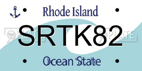 SRTK82 Rhode Island License Plate