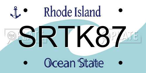 SRTK87 Rhode Island License Plate