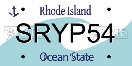 SRYP54 Rhode Island License Plate
