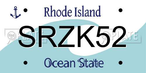 SRZK52 Rhode Island License Plate