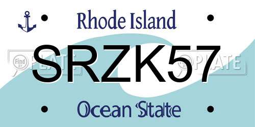 SRZK57 Rhode Island License Plate