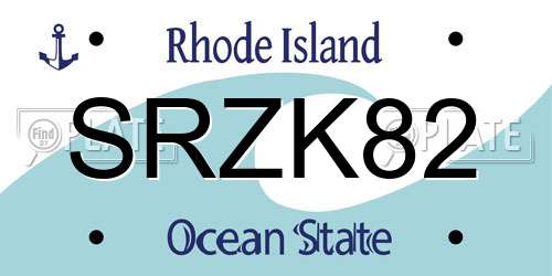 SRZK82 Rhode Island License Plate