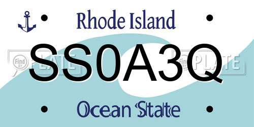 SS0A3Q Rhode Island License Plate