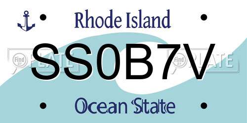 SS0B7V Rhode Island License Plate