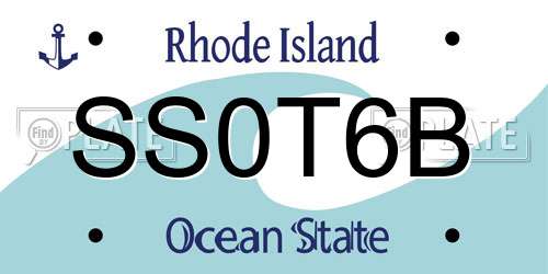 SS0T6B Rhode Island License Plate