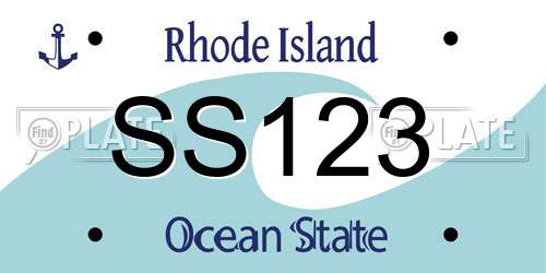 SS123 Rhode Island License Plate