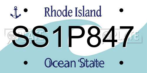 SS1P847 Rhode Island License Plate