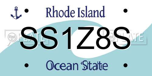 SS1Z8S Rhode Island License Plate