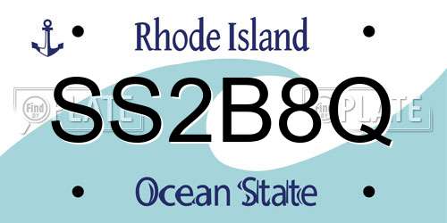 SS2B8Q Rhode Island License Plate