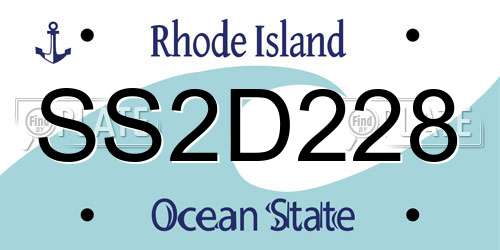 SS2D228 Rhode Island License Plate