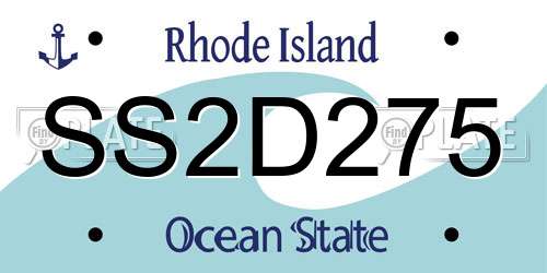 SS2D275 Rhode Island License Plate
