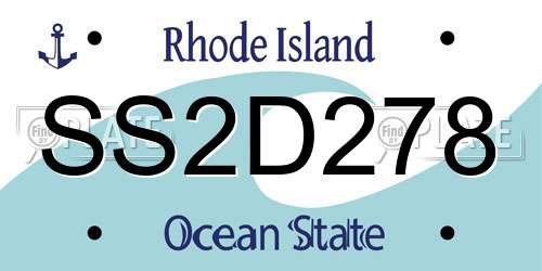 SS2D278 Rhode Island License Plate