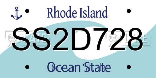 SS2D728 Rhode Island License Plate